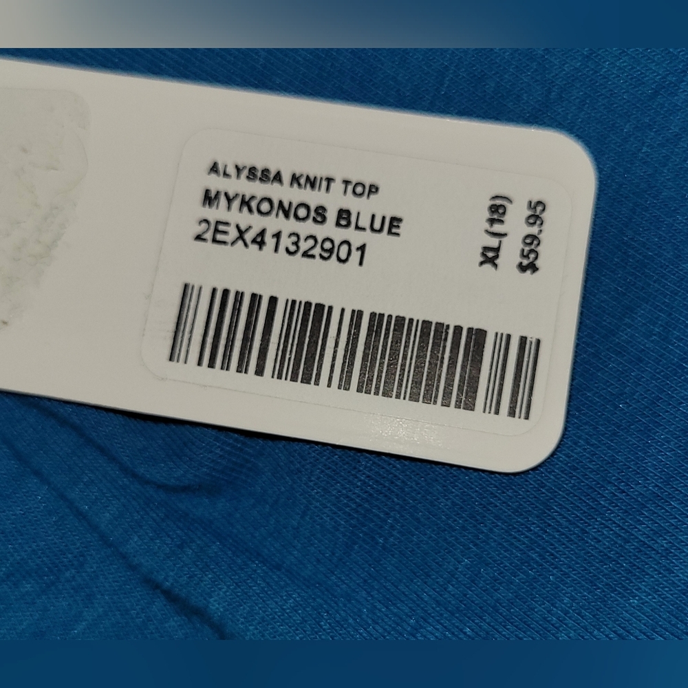 NWT Soft Surroundings Alyssa Knit Top Blue Overlap Size XL Pima Long 3/4 Sleeve - Picture 5 of 6